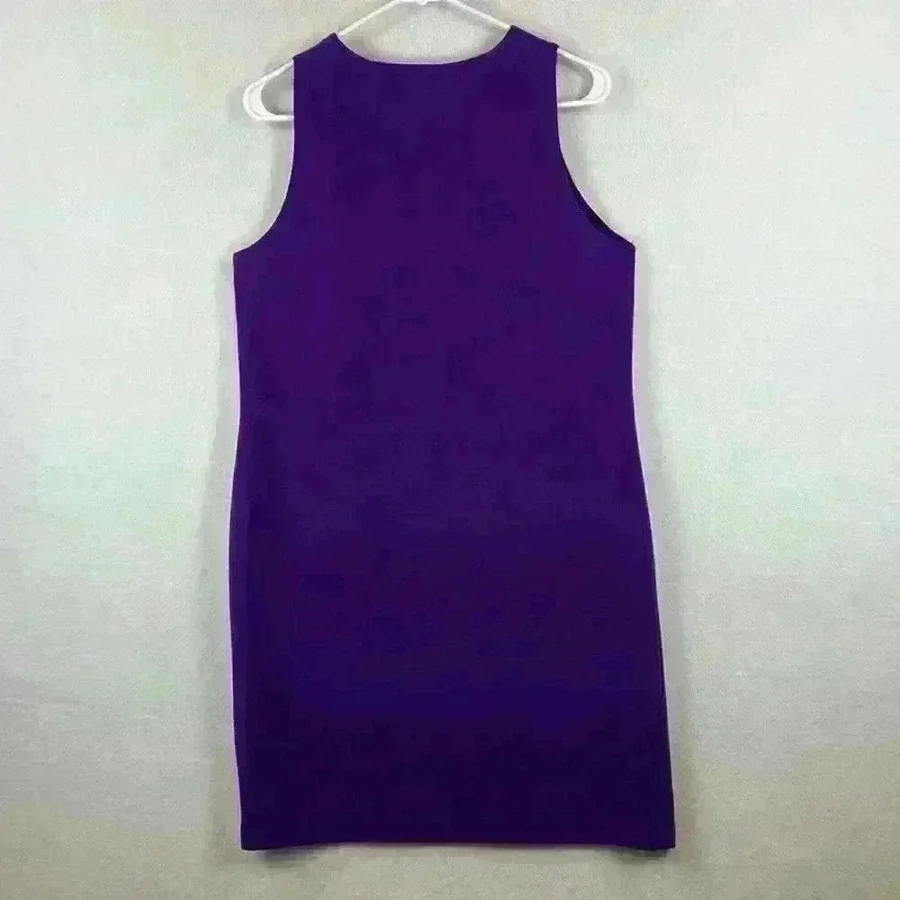Lauren Ralph Lauren Sheath Dress Women’s 8 Purple Keyhole Sleeveless - Picture 2 of 8
